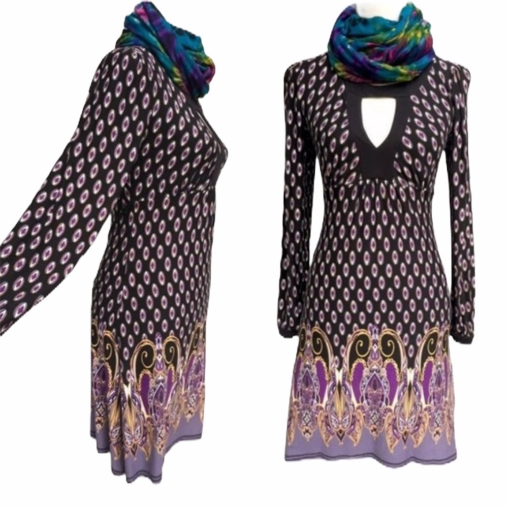 Peacock Paisley Dress Size 2/4 Purple Black